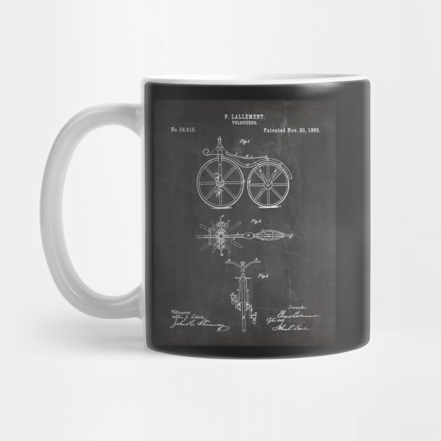 Bicycle Patent - Cycling Cyclist Bike Riding Fan Art - Black Chalkboard by patentpress